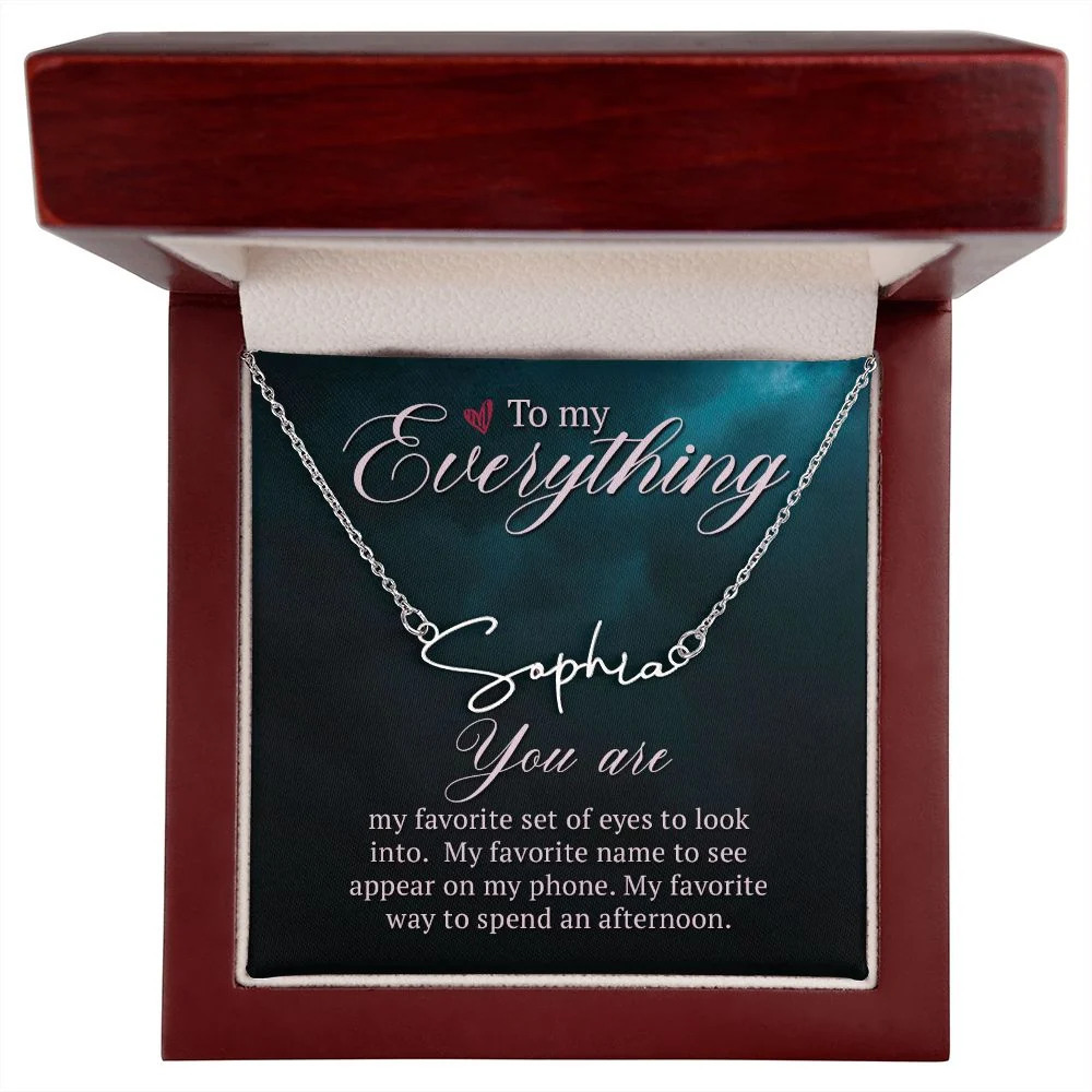 To My Everything You Are My Favorite Personalized Silver Tone Name Necklace C